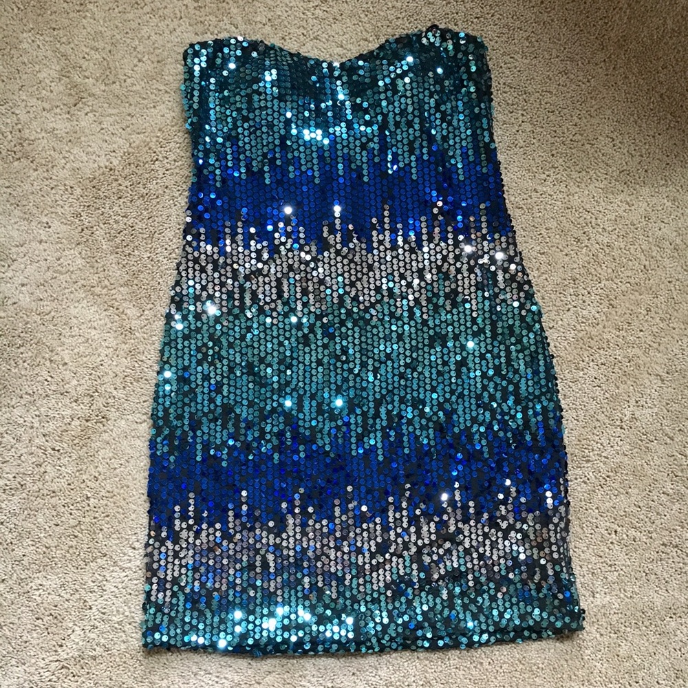 Sequin Multi-Blues Dress